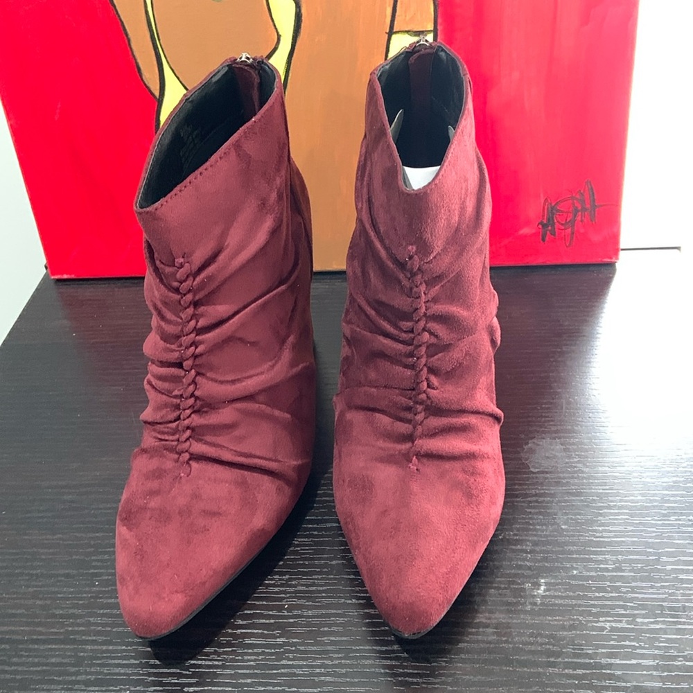 Burgundy slouch booties
